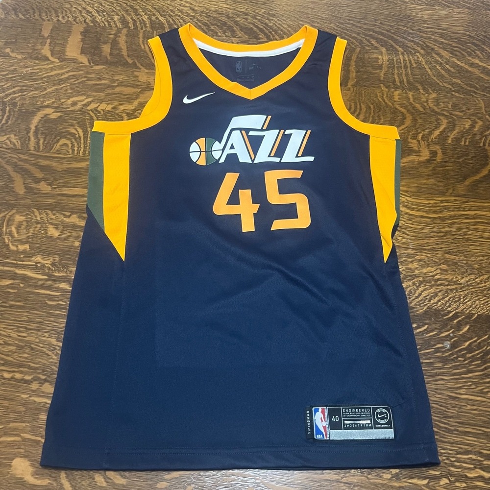 Nike Utah Jazz Jersey Mens Small Navy Donovan Mitchell 45 Swingman AH6414-419